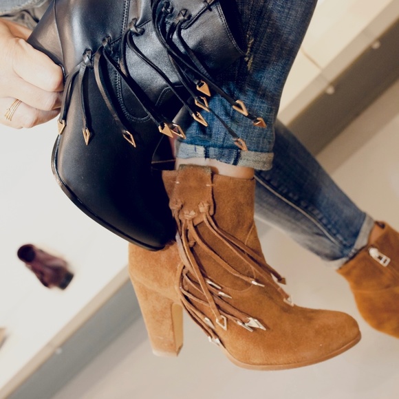 Kate Bosworth Shoes - Brown suede fringe western bootie